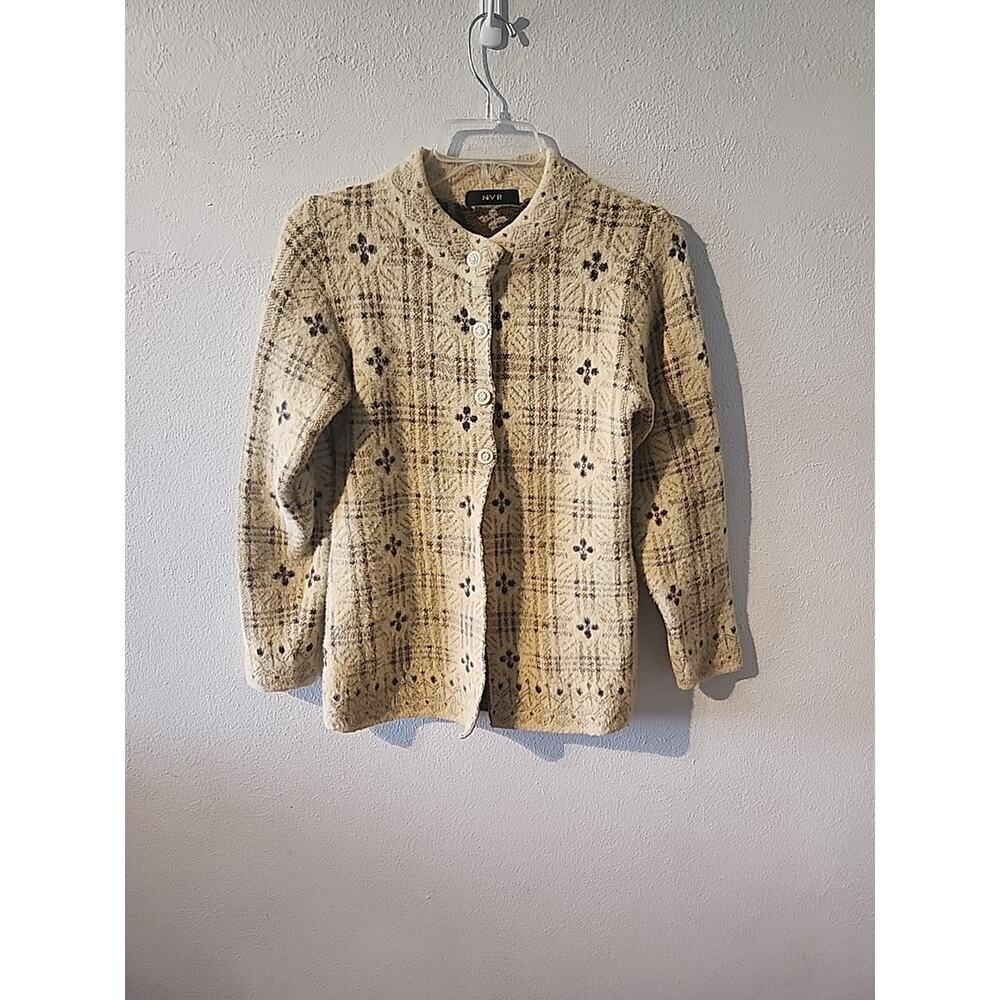 NVR Cardigan Sweater Super Soft!!! Wool Blend Small Beige Tan